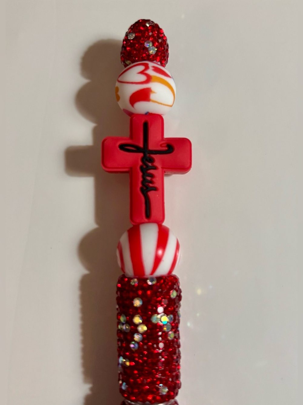 NIP Red Cross Beaded JESUS ink Pen